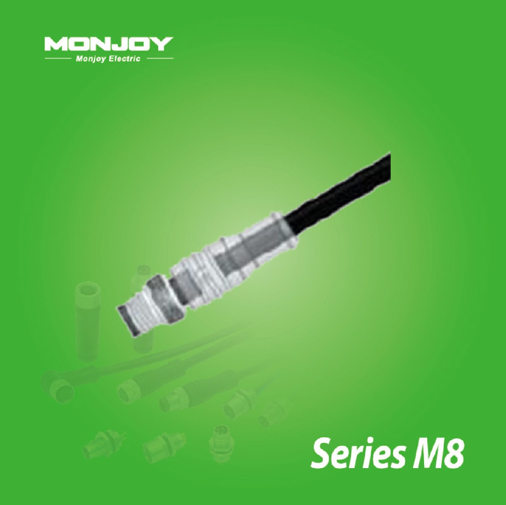 M8*1.0，直式，針，澆鑄電纜連接器 LED（PNP)